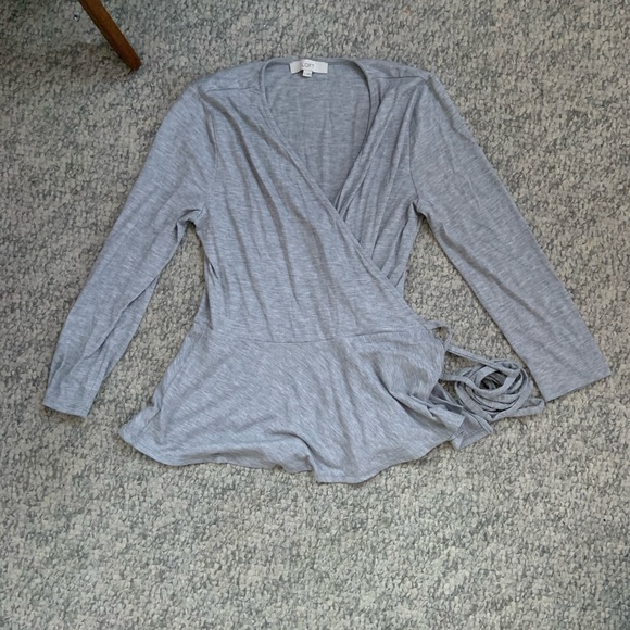 LOFT Tops - Grey loft wrap around long sleeve, size large